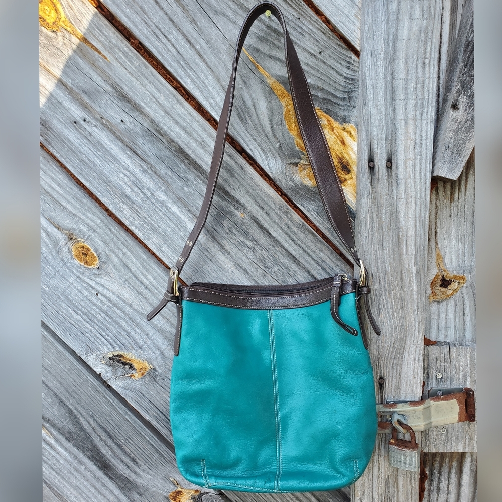 Tignanello Teal Leather Purse